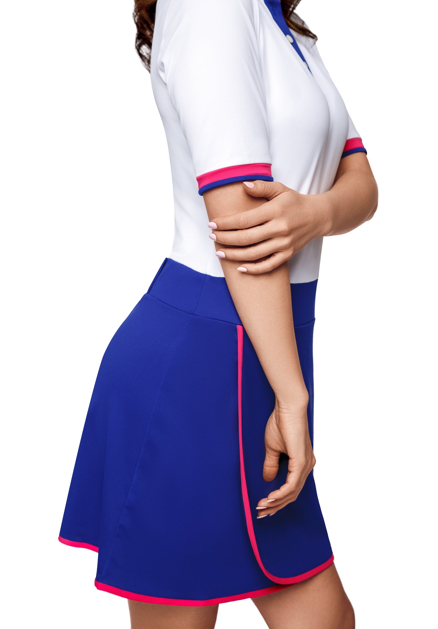 Camellia golf dress - white/blue